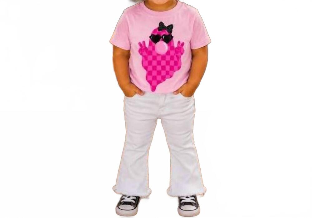 NEW SOUTHERN ATTITUDE girl's girly ghost halloween tee in pink